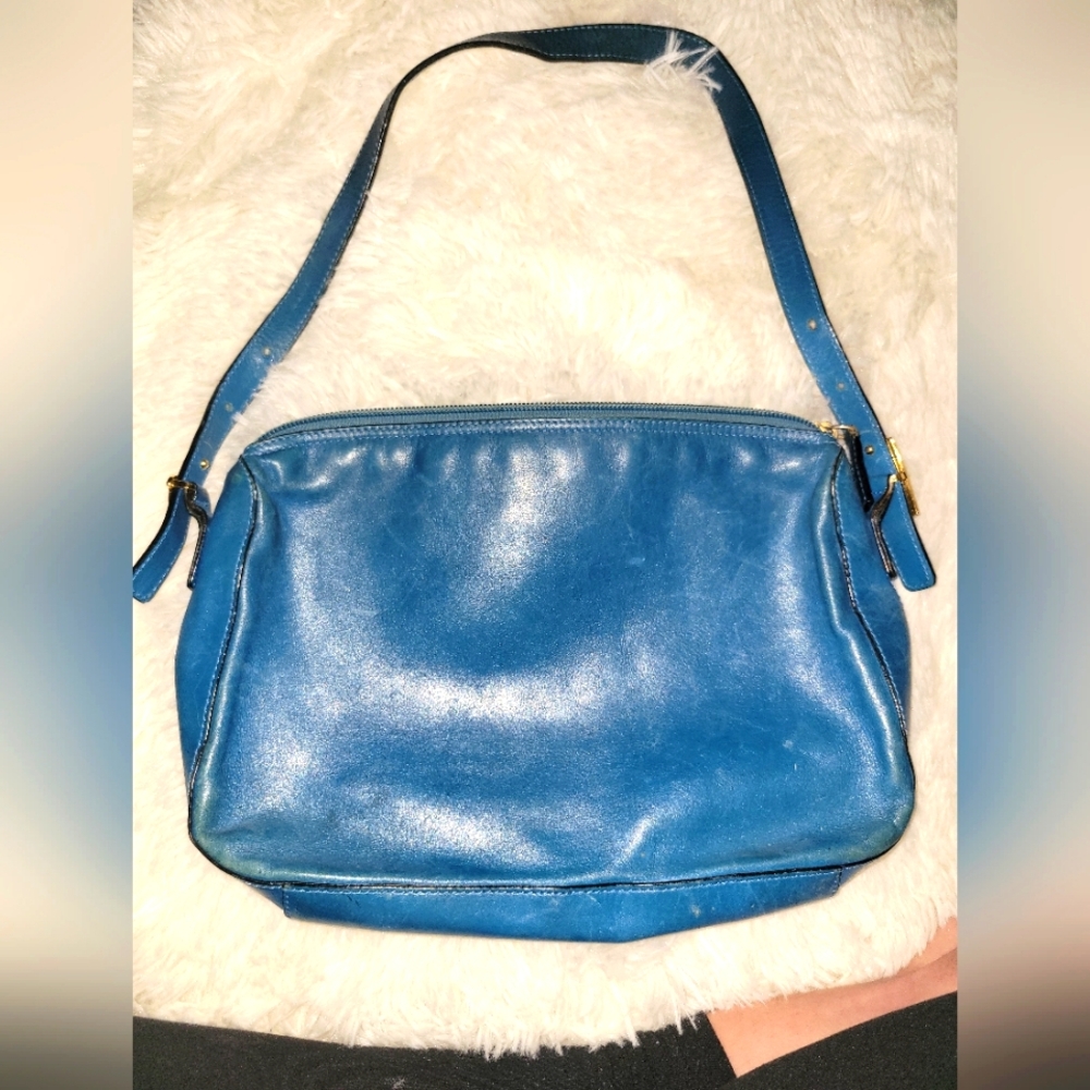 Vintage Gianni Versace leather shoulder bag Teal